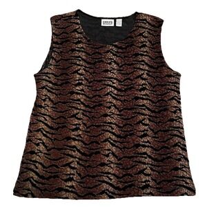 CHICO'S DESIGN Women's 2 Animal Print Top Burnout Quiet Luxury Safari Classic